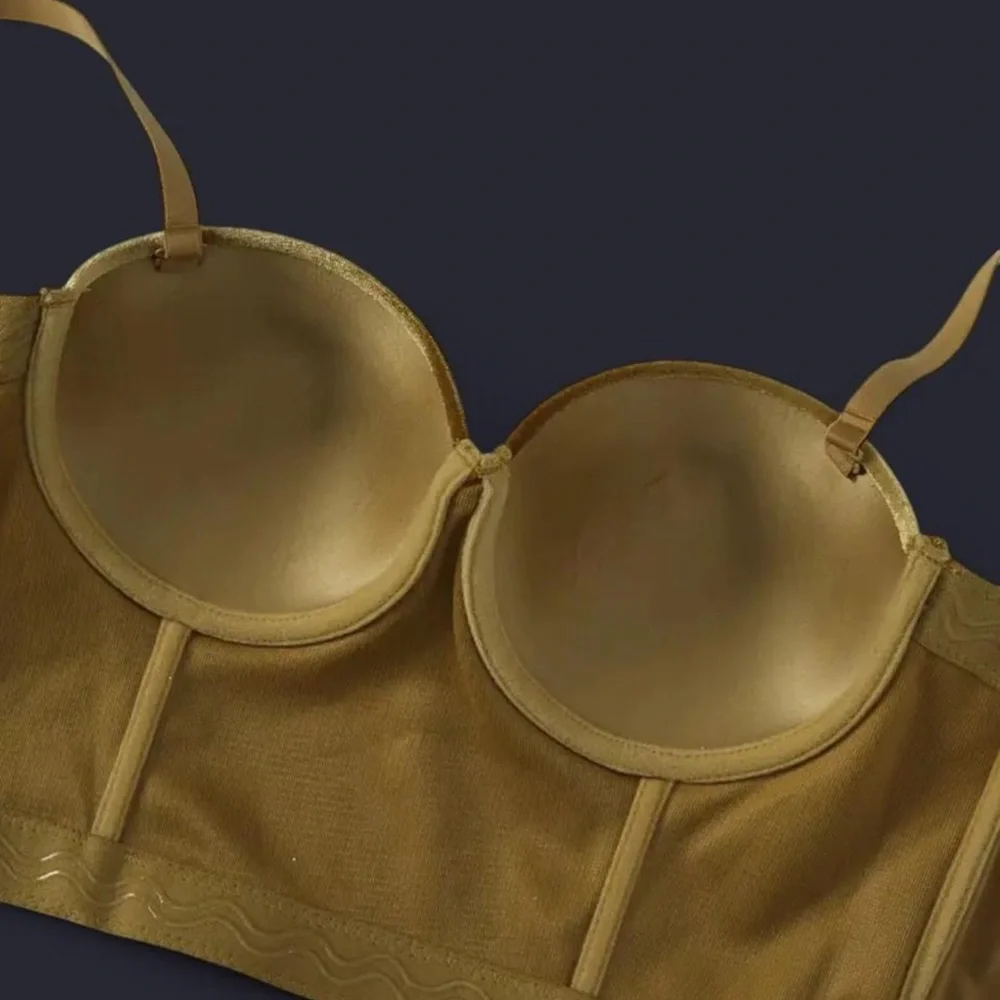 Gold Velvet Corset with Structured Support - Picture 4 of 4